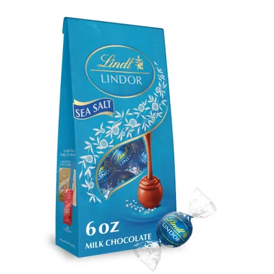 Lindt Lindor Sea Salt Milk Chocolate Candy Truffles - 6 oz.