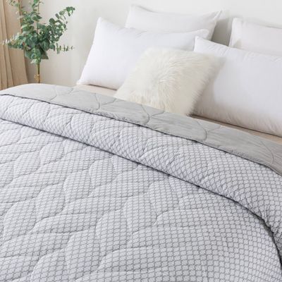 St. James Home  Waverly Reversible Print Cotton Down Alternative Bed Blanket: All-Season Comfort, Woven Texture