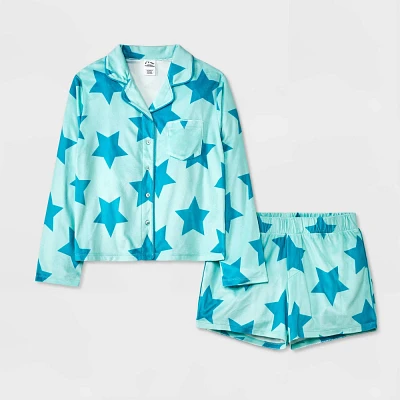 Girls 2pc Stars Long Sleeve Coat Pajama Set