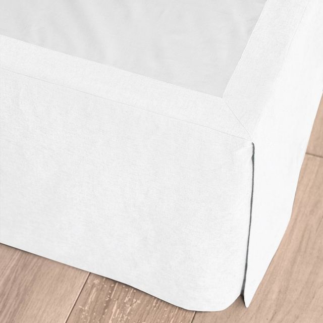 King Linen Blend Bedskirt White - Casaluna: Machine Washable, Plain Weave, 15 Drop, OEKO-TEX Certified