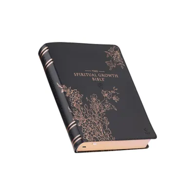 The Spiritual Growth Bible, Study Bible, NLT - New Living Translation Holy Bible, Faux Leather, Black Rose Gold Debossed Floral - (Leather Bound)