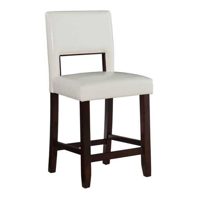 Linon 24 Vega Padded Back and Seat Faux Leather Counter Height Barstool Hardwood : Rubberwood Legs, Polyurethane Upholstery