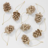 8ct Glittered Pinecone Christmas Tree Ornament Set