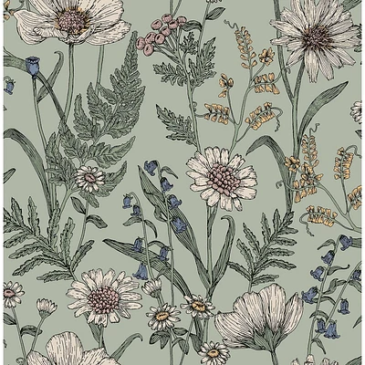 Brewster Peel and Stick 1pc Wallpaper Spring Meadow Green