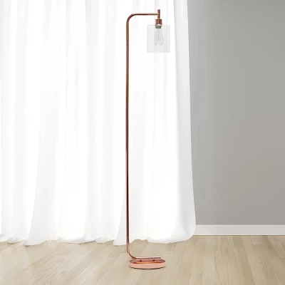 Iron Lantern Floor Lamp with Glass Shade  - Simple Designs: ETL Listed, Metal Base, Cylinder Shade