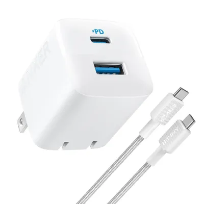 Anker 2 Port 33W Wall Charger with 6 USB-C to USB-C Cable - White