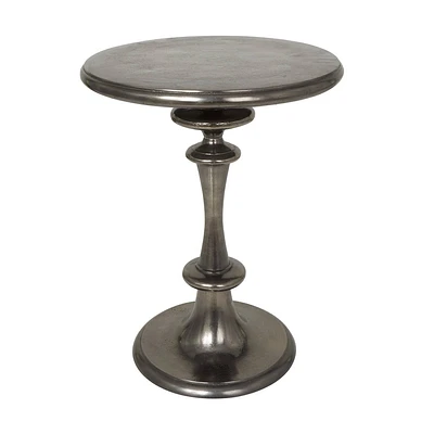 Olivia & May Aluminum Turned Style Accent Table Black: Modern No Assembly Round Metal Side Table