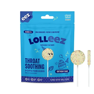 The Eez Co. - Lolleez Throat Soothing Pops - Birthday Cake