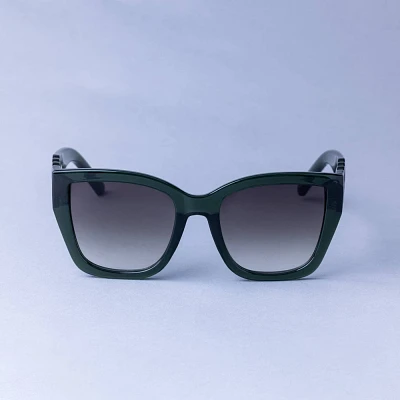 Womens Square Chain Temple Sunglasses - A New Day Forest Green