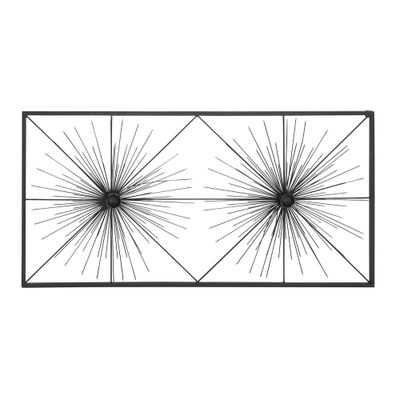 24 x 48 Metal Starburst Sea Urchin Wall Decor with Black Frame - Olivia & May: Contemporary Iron Artwork