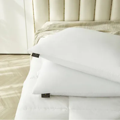 Farm to Home  Medium/Firm 100% Organic Cotton Softy-Around Feather and Down 2pc Bed Pillow White