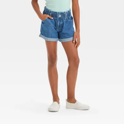 Girls High-Rise Paper Bag Jean Shorts