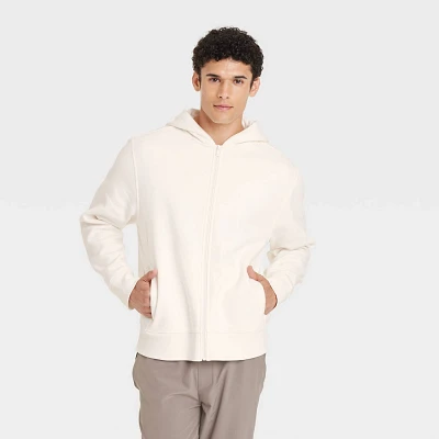 Mens Cotton Fleece Full Zip Hooded Sweatshirt