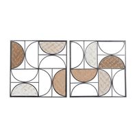 Olivia & May 20 x 20 Set of 2 Contemporary Metal Wall Decors Brown : Iron Abstract Art, Vertical Display