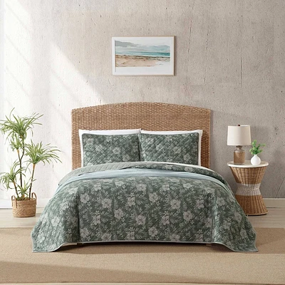 Tommy Bahama Hibiscus Jungle Quilt Set Green