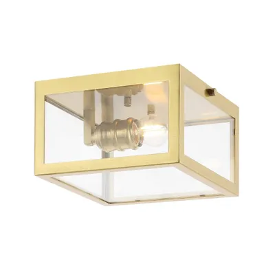 8 Eleanor Farmhouse Square Iron/Glass Case LED Flush Mount