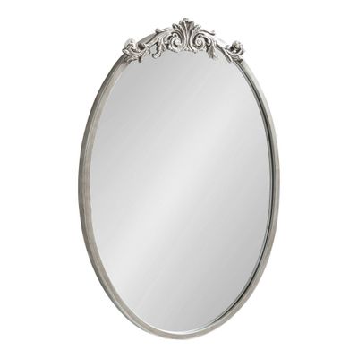 Kate & Laurel All Things Decor 18x24 Arendahl Traditional Vertical Oval Wall Mirror Silver: No Assembly, Metal Frame, Wall Mounted