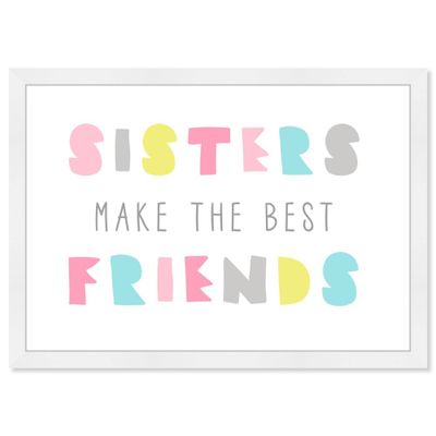 21 x 15 Best Friend Sisters Framed Art Print with Inspirational Sayings - Wynwood Studio