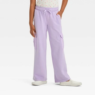 Girl French Terry Wide Leg Cargo Pant