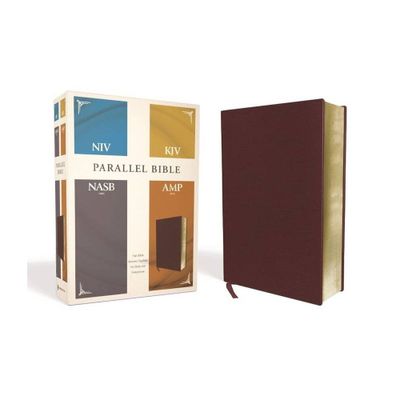 Niv, Kjv, Nasb, Amplified, Parallel Bible, Bonded Leather, Burgundy - by Zondervan (Leather Bound)