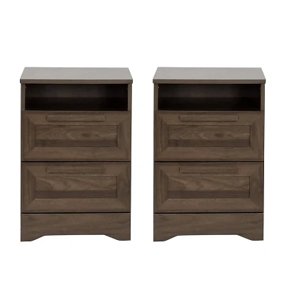 Christopher Knight Home Set of 2 Danbury 2 Drawer Nightstands Walnut