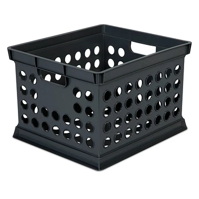 Storage Crate Black - Essentials: Stackable Utility Bin, with Built-In Handles