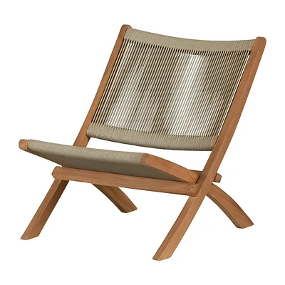 South Shore Balka Wood and Rope Lounge Chair Beige/Natural: Teak Frame, Polyester Rope, Handcrafted