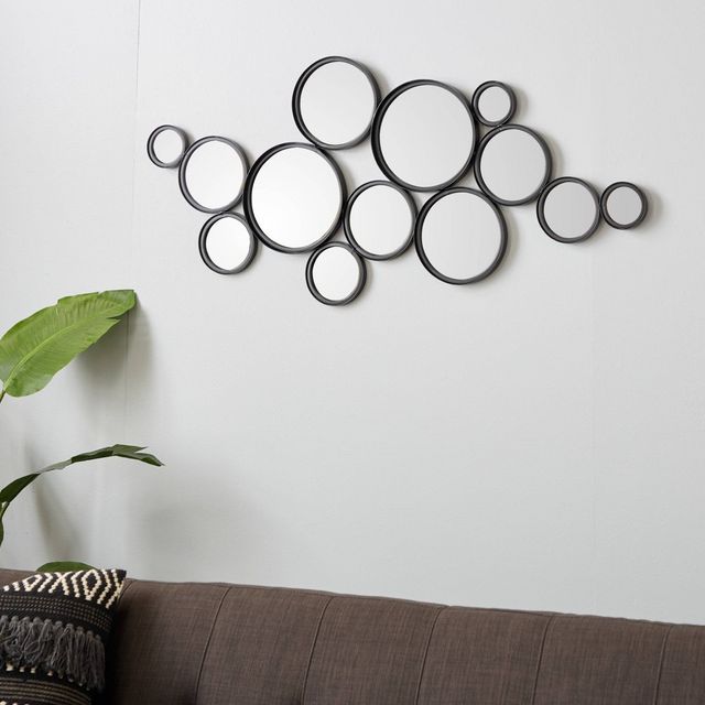 Metal Bubble Cluster Round Wall Mirror Black - Olivia & May: Contemporary Iron Frame, 52 Height