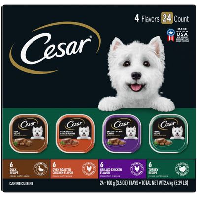 Cesar Classic Loaf In Sauce with Duck, Grilled Chicken, Oven Roasted Chicken, and Turkey Adult Wet Dog Food - 3.5oz/24ct