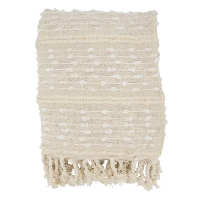 50x60 Striped Woven Fringe Throw Blanket - Saro Lifestyle: Cotton & Acrylic