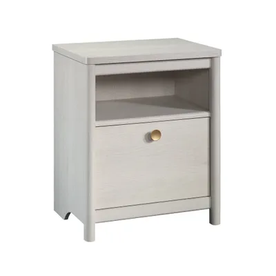 Dover Edge 1 Drawer Nightstand with Shelf  - Sauder: Mid-Century Modern Bedside Table, Laminated Surface, Metal Hardware