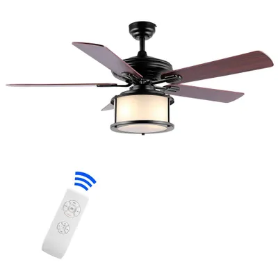 52 2-Light Brantley Bohemian Farmhouse Iron LED Ceiling Fan Black - JONATHAN Y