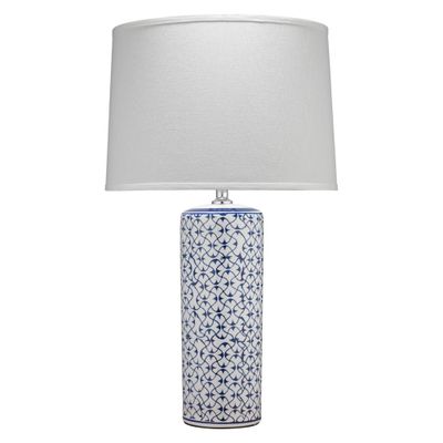 Vivian Ceramic Table Lamp Blue - Splendor Home: Hand-Painted, Linen Shade, 3-Way Light