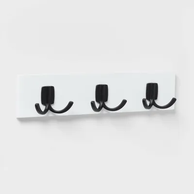 Modern Octopus 3 Hooks Rail Black/White - Brightroom: Wall Mounted Decorative Hook Rack, Cast Aluminum