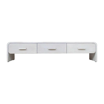 Sagebrook Home 15 Jamun Wood Rectangle 3 Drawer Media Stand White: Contemporary Whitewash, Fixed Shelf