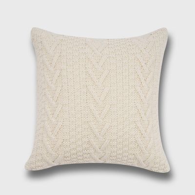 20x20 Oversize Chunky Sweater Knit Square Throw Pillow White - Evergrace