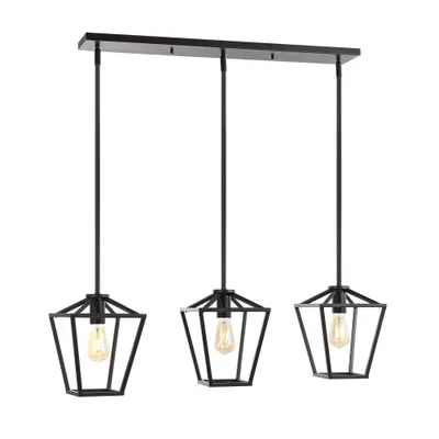 36.5 3-Light Grace Industrial LED Pendant for Dining Room, Adjustable Height - JONATHAN Y