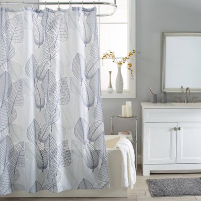 Leaves Shower Curtain Light Gray - Moda at Home