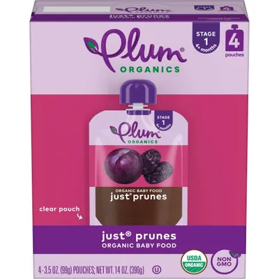 Plum Organics 4pk Just Prunes Baby Food Pouch - 14oz