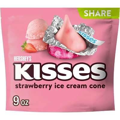 Hersheys Kisses Strawberry Ice Cream Cone Flavored Share Bag Candy - 9oz