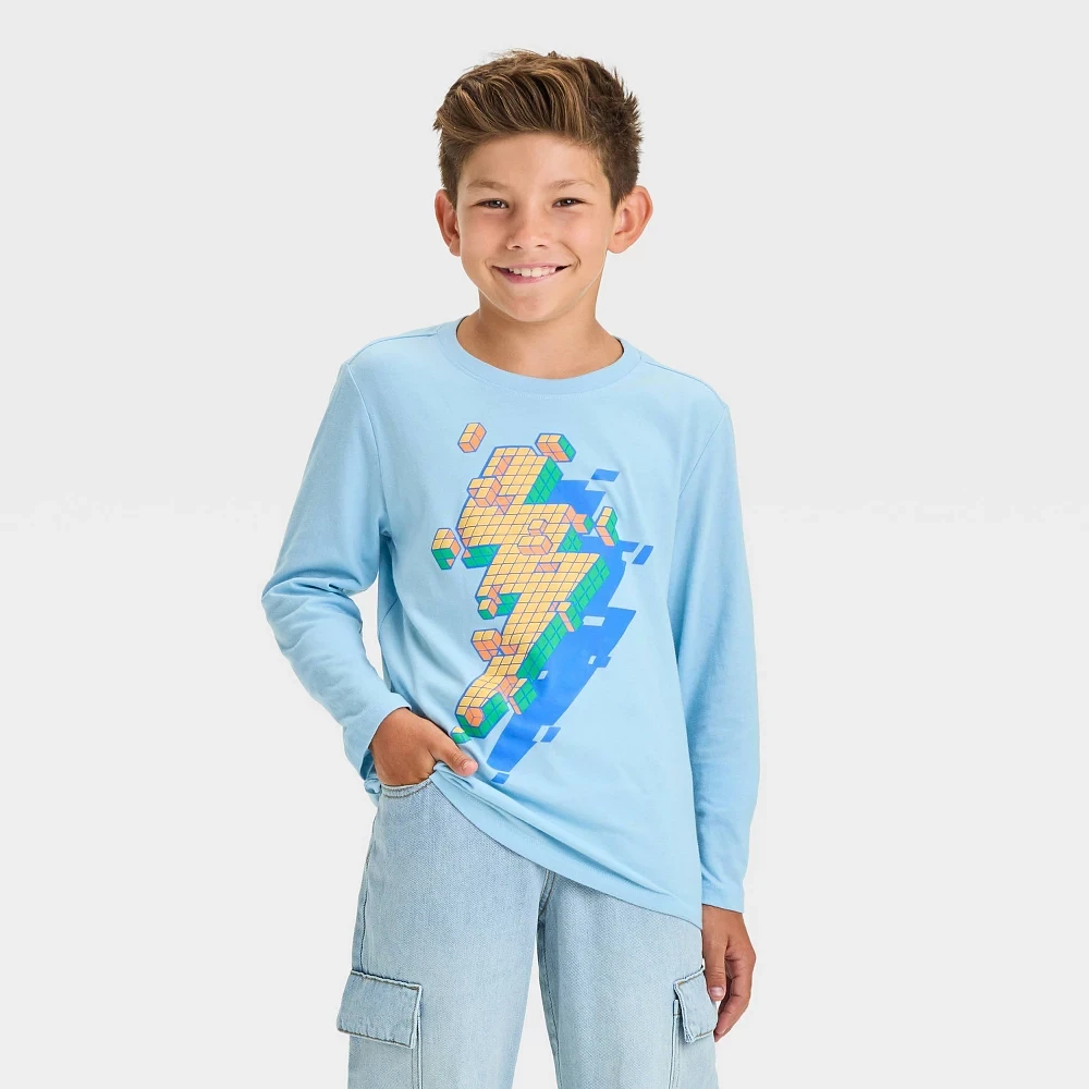 Boy Long Sleeve Lightning Bolt Graphic T-Shirt