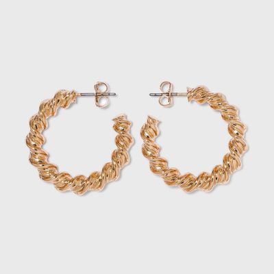 Thick Metal Hoop Earrings - A New Day™ Gold