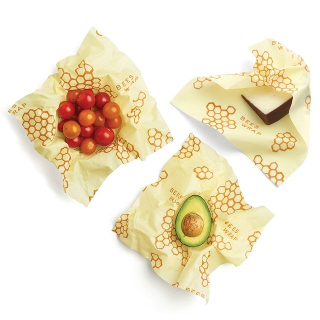 Bees Wrap Medium 3pk Eco Friendly Reusable Food Wraps Sustainable Plastic Free Food Storage: Beeswax, Compostable, BPA-Free