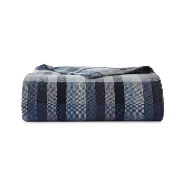 Eddie Bauer  Windsor Stripe Bed Blanket Blue: Cotton Lightweight, No Fill, OEKO-TEX Certified