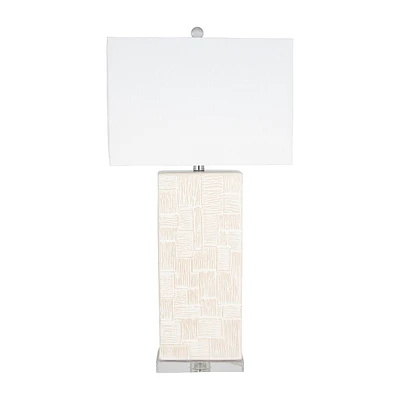 SAGEBROOK HOME 31 Ceramic Textured Table Lamp White: Linen Shade, Crystal Accent, UL Listed