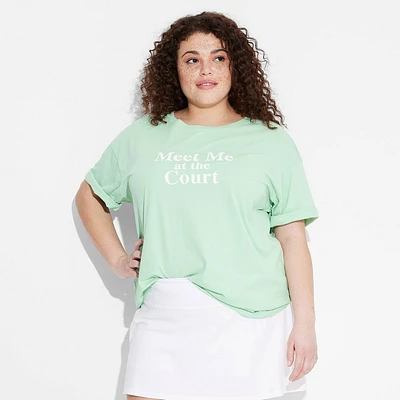 Womens Meet Me at the Court Oversized Short Sleeve Graphic T-Shirt