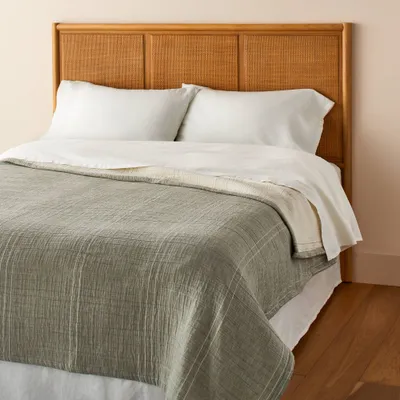 Full/Queen Microstripe Matelass Coverlet Sage Green - Hearth & Hand with Magnolia: Farmhouse Style, Cotton Jacquard