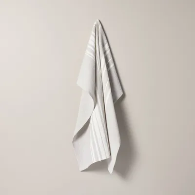 Block Stripe Flour Sack Kitchen Towel Light Gray/Cream - Hearth & Hand with Magnolia: Cotton Dish Towels with Hanging Loop