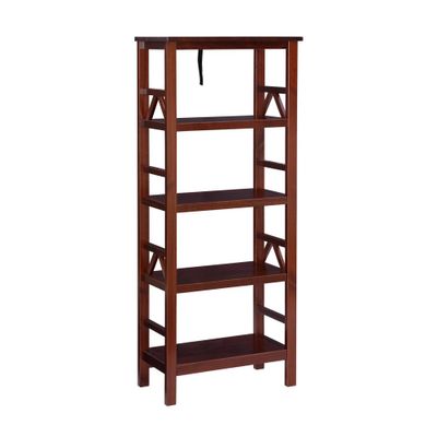 54.45 Titian Transitional Solid Wood Display and Storage Bookshelf  - Linon: Mid-Century Modern, 4 Fixed Shelves