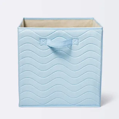 Quilted Fabric Cube Storage Bin - Blue - Cloud Island